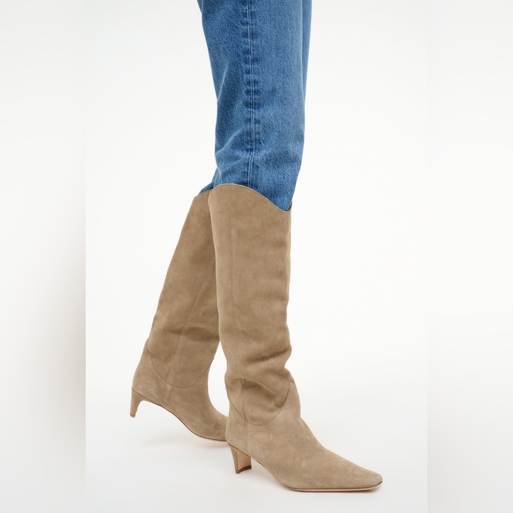 NWOB STAUD Western Wally boot knee high suede pointed toe in dune